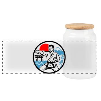 Karaté Nature - Boîte à biscuits avec couvercle en bois - blanc - Devant