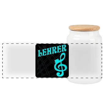 Teacher Music clef - Panoramic Cookie Jar with Wooden Lid - white - Front