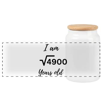 70 years and √4900 reasons to celebrate! - Panoramic Cookie Jar with Wooden Lid - white - Front