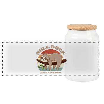 Zero buck design for all lazy people - Panoramic Cookie Jar with Wooden Lid - white - Front