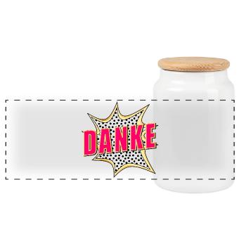 THANK YOU THANK YOU POP-ART - Panoramic Cookie Jar with Wooden Lid - white - Front