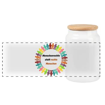Human rights instead of right-wing people black - Panoramic Cookie Jar with Wooden Lid - white - Front