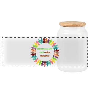 Human rights instead of right-wing people green - Panoramic Cookie Jar with Wooden Lid - white - Front