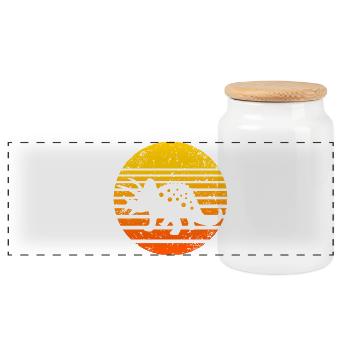 Illustration préhistorique Dino coucher de soleil - Boîte à biscuits avec couvercle en bois - blanc - Devant