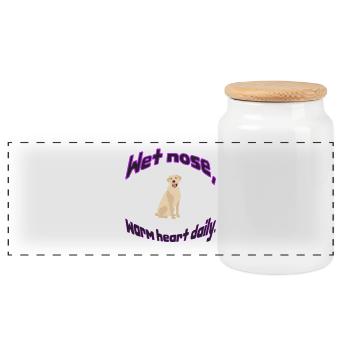 nez mouillé coeur chaud illustration quotidienne - Boîte à biscuits avec couvercle en bois - blanc - Devant