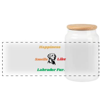 Citation sur le bonheur de la fourrure de Labrador - Boîte à biscuits avec couvercle en bois - blanc - Devant