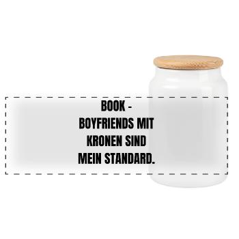 Bookboyfriends mit Kronen sind mein Standard. - Panorama Keksdose mit Holzdeckel - Weiß - Vorne