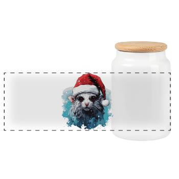 Rat de Noël drôle - Boîte à biscuits avec couvercle en bois - blanc - Devant