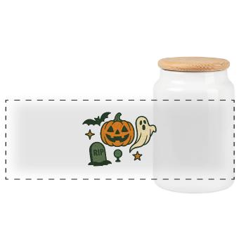 Spooky Pumpkin Party Design - Panoramic Cookie Jar with Wooden Lid - white - Front