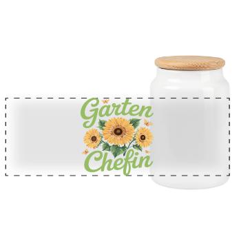 Chef de jardin - jardinier - Boîte à biscuits avec couvercle en bois - blanc - Devant