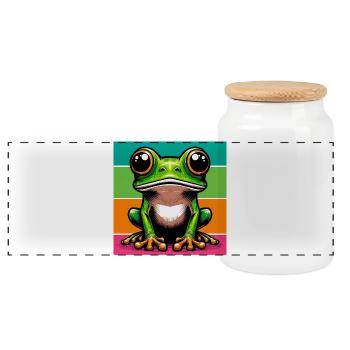 grenouille - Boîte à biscuits avec couvercle en bois - blanc - Devant