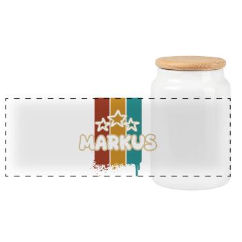 Markus - Panoramic Cookie Jar with Wooden Lid - white - Front