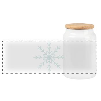 Conception élégante de motif de flocon de neige - Boîte à biscuits avec couvercle en bois - blanc - Devant
