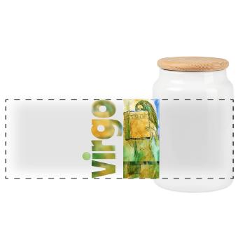 Zodiac sign Virgo - Panoramic Cookie Jar with Wooden Lid - white - Front