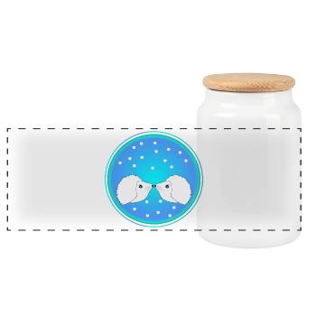 Couple de hérissons en hiver neige - Boîte à biscuits avec couvercle en bois - blanc - Devant