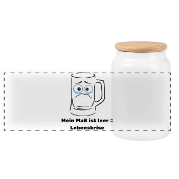 Mein Maß ist leer Design für alle Bierliebhaber - Panorama Keksdose mit Holzdeckel - Weiß - Vorne