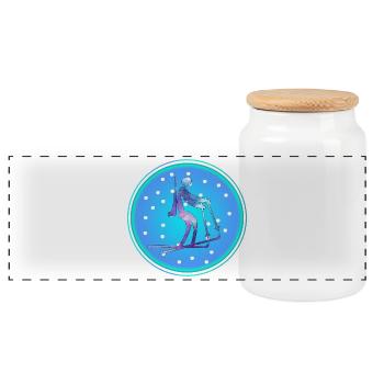 Biathlon Winter Snow - Panoramic Cookie Jar with Wooden Lid - white - Front