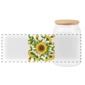 Blumen - Panorama Keksdose mit Holzdeckel - Weiß - Vorne