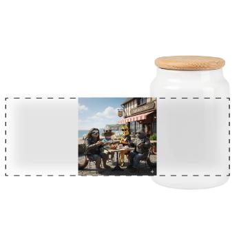 Die Kollektionen des LC Banana Shirts - Panorama Keksdose mit Holzdeckel - Weiß - Vorne