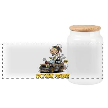 T-shirt humoristique du conducteur de mouton - Boîte à biscuits avec couvercle en bois - blanc - Devant