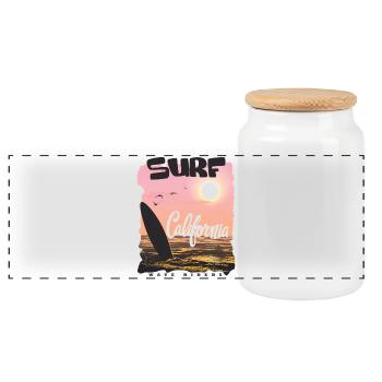 Californie Surfer Coucher de soleil - Boîte à biscuits avec couvercle en bois - blanc - Devant