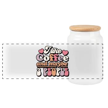 Café et design humoristique pour trois personnes - Boîte à biscuits avec couvercle en bois - blanc - Devant