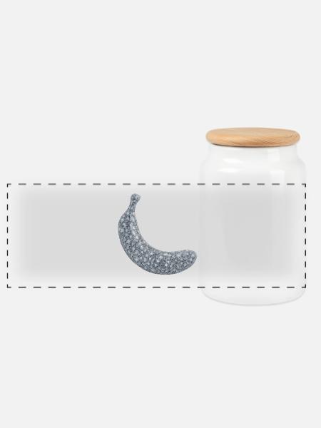 Schneefrost Diamanten Banane - Panorama Keksdose mit Holzdeckel - Weiß