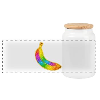 Rainbow Glitter Banana - Panoramic Cookie Jar with Wooden Lid - white - Front