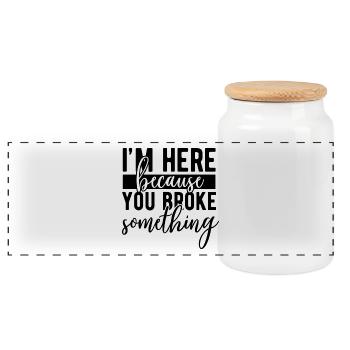 Colorful abstract art pattern on t-shirt - Panoramic Cookie Jar with Wooden Lid - white - Front