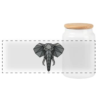 Geometric Elephant Art - Panoramic Cookie Jar with Wooden Lid - white - Front