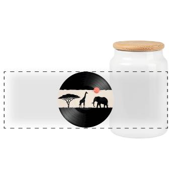 Disque vinyle African Sunset - Boîte à biscuits avec couvercle en bois - blanc - Devant