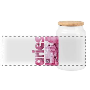 Zodiac sign Aries - Panoramic Cookie Jar with Wooden Lid - white - Front