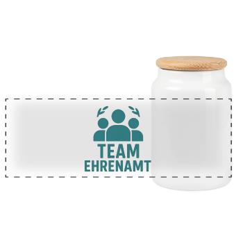 Team Volunteering Motivational Design - Panoramic Cookie Jar with Wooden Lid - white - Front