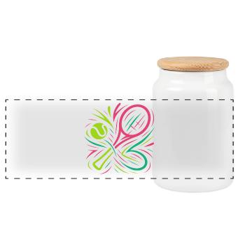 Padel néon - Boîte à biscuits avec couvercle en bois - blanc - Devant