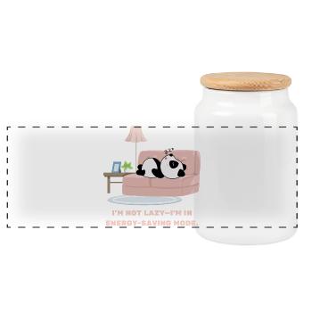 I'm Not Lazy Design for those who like to sleep - Panoramic Cookie Jar with Wooden Lid - white - Front
