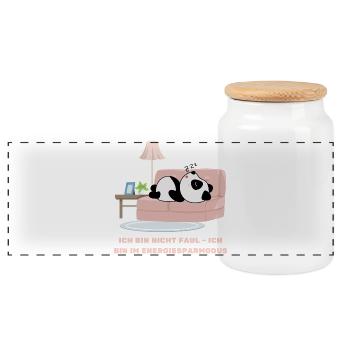 I'm not lazy - I'm in power saving mode - Panoramic Cookie Jar with Wooden Lid - white - Front