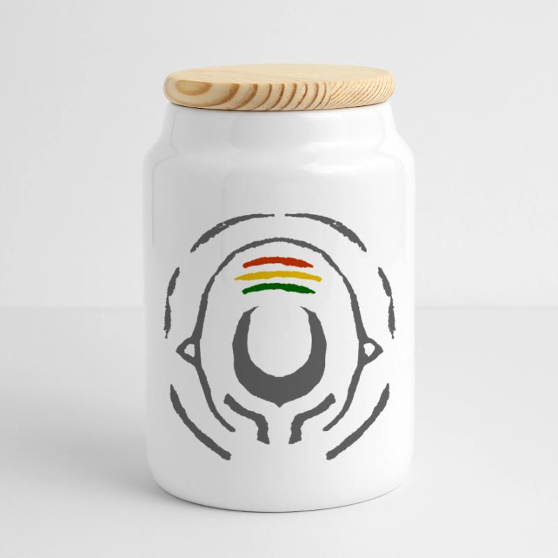 Abstract Reggae Circle Pattern Panoramic Cookie Jar with Wooden Lid