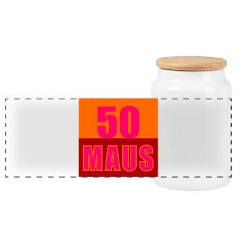 Fifty-year-old mouse 50th birthday - Panoramic Cookie Jar with Wooden Lid - white - Front