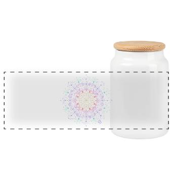 Glowing Mandala Pattern - Panoramic Cookie Jar with Wooden Lid - white - Front