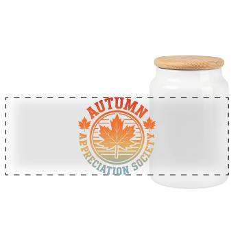 Autumn Recognition Society Autumn Harvest Autumn - Panoramic Cookie Jar with Wooden Lid - white - Front