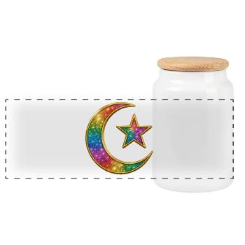 Galaxy Mond und Stern - Islamischer Halbmond - Panorama Keksdose mit Holzdeckel - Weiß - Vorne