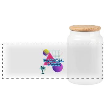 Neon Retro Radical Vibes - Panoramic Cookie Jar with Wooden Lid - white - Front