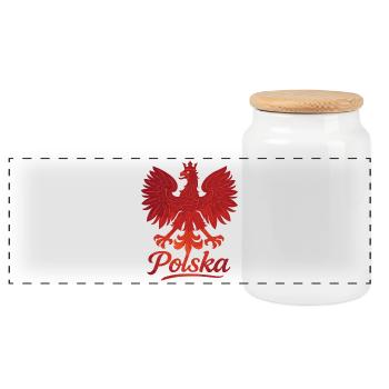 Drapeau de l'aigle polonais rouge, cadeau - Boîte à biscuits avec couvercle en bois - blanc - Devant
