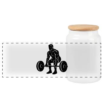 Silhouette d’haltérophile puissante - Boîte à biscuits avec couvercle en bois - blanc - Devant