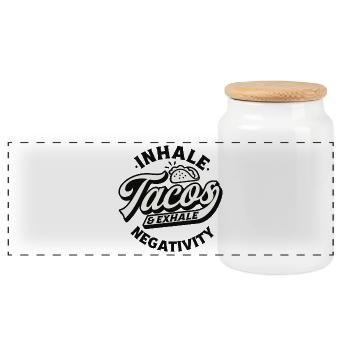 T-shirt Taco Exhale humoristique - Boîte à biscuits avec couvercle en bois - blanc - Devant