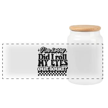 Humorous Text Design for Moments - Panoramic Cookie Jar with Wooden Lid - white - Front