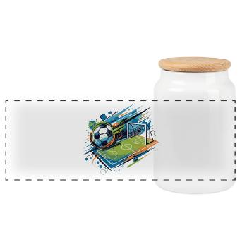 Illustration de football dynamique pour les fans actifs - Boîte à biscuits avec couvercle en bois - blanc - Devant