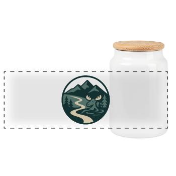 Alpine Moss Natural Landscape Illustration - Panoramic Cookie Jar with Wooden Lid - white - Front