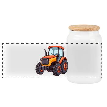Traktor - Panorama Keksdose mit Holzdeckel - Weiß - Vorne