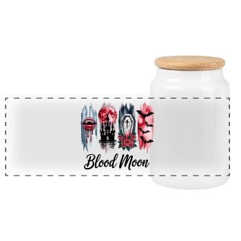 Lune de sang 4 PaneMotif gothique d’Halloween - Boîte à biscuits avec couvercle en bois - blanc - Devant